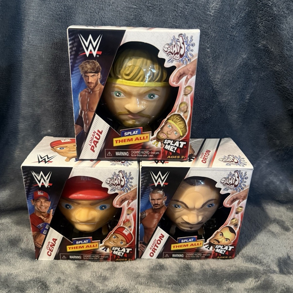 WWE Splat Heads Lot Of 3 John Cena Logan Paul Randy Orton Brand New Sealed